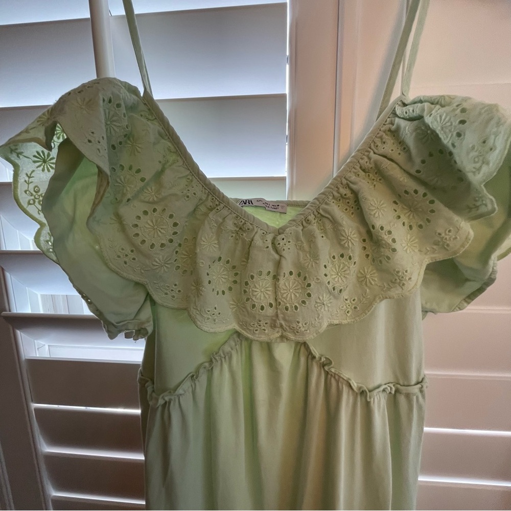Zara Mint Green Eyelet Dress - Picture 2 of 6